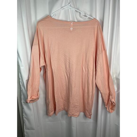 Talbots knit tee shirt t-shirt tunic peach orange plus size xxl 2x roll tab slee - Picture 12 of 16